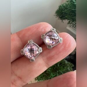 judith ripka JR sterling silver 18k Pink  Earrings